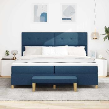 Boxspringbett mit Matratze mit Kopfteil Blau 200 x 200 cm Stoff