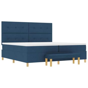 Boxspringbett mit Matratze mit Kopfteil Blau 200 x 200 cm Stoff