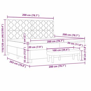 Boxspringbett mit Matratze Schwarz 200 x 200 cm Stoff