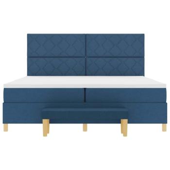 Boxspringbett mit Matratze mit Kopfteil Blau 200 x 200 cm Stoff