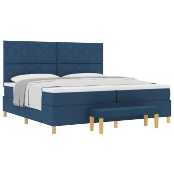 Boxspringbett mit Matratze mit Kopfteil Blau 200 x 200 cm Stoff