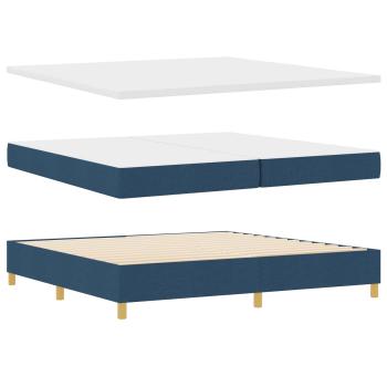 Boxspringbett mit Matratze mit Kopfteil Blau 200 x 200 cm Stoff