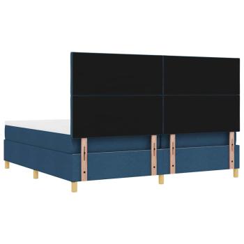 Boxspringbett mit Matratze mit Kopfteil Blau 200 x 200 cm Stoff