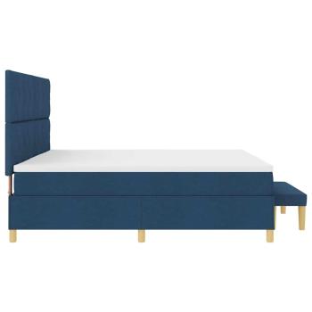 Boxspringbett mit Matratze mit Kopfteil Blau 200 x 200 cm Stoff