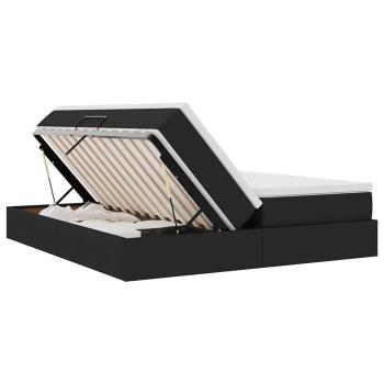 Aufbewahrungsbett mit Matratze Schwarz 200 x 200 cm Polyester