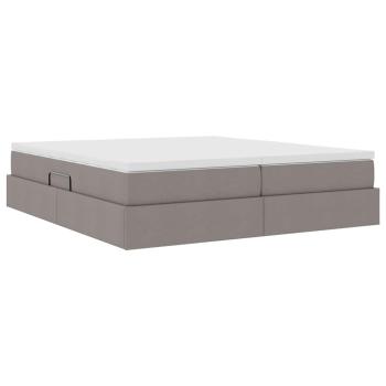 Aufbewahrungsbett mit Matratze Taupe 200 x 200 cm Polyester