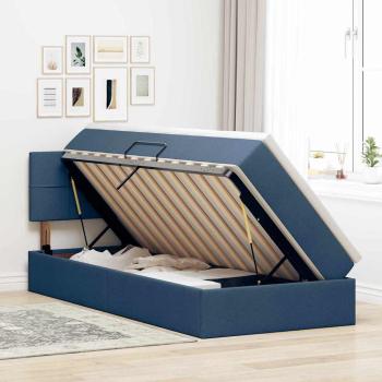 Aufbewahrungsbett mit Matratze Blau 90 x 200 cm Samt