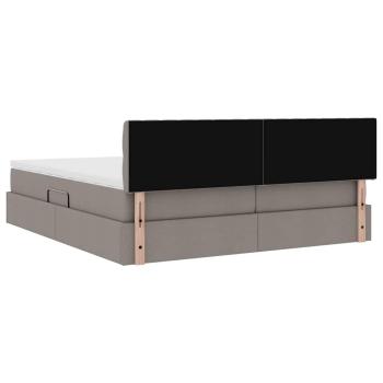 Aufbewahrungsbett mit Matratze Taupe 180 x 200 cm Kunstleder