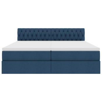 Aufbewahrungsbett mit Matratze Blau 200 x 200 cm Kunstleder