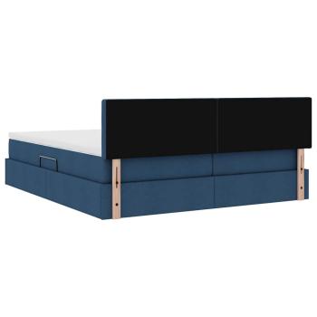 Aufbewahrungsbett mit Matratze Blau 180 x 200 cm Kunstleder