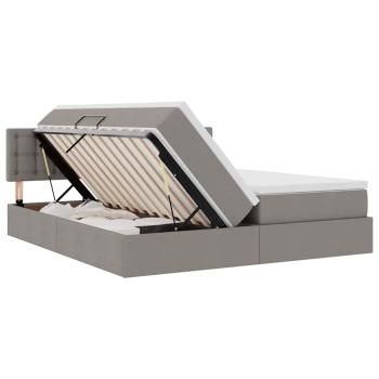 Aufbewahrungsbett mit Matratze Taupe 200 x 200 cm Kunstleder