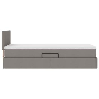 Bett mit Stauraum und LED mit Matratze Taupe 90 x 200 cm Stoff