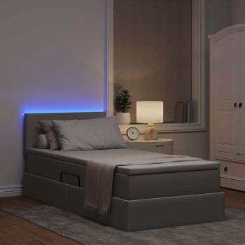 Bett mit Stauraum und LED mit Matratze Taupe 90 x 200 cm Stoff