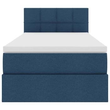 Bett mit Stauraum und LED mit Matratze Blau 90 x 200 cm Stoff