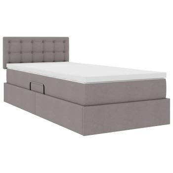 Bett mit Stauraum und LED mit Matratze Taupe 90 x 200 cm Stoff