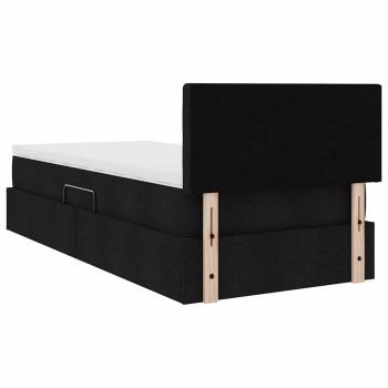 Bett mit Stauraum und LED mit LED Schwarz 100 x 200 cm Stoff