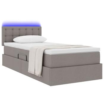 Bett mit Stauraum und LED mit Matratze Taupe 100 x 200 cm Stoff