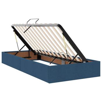 Bett mit Stauraum und LED mit Matratze Blau 100 x 200 cm Stoff