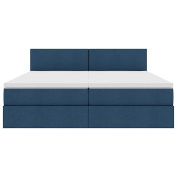 Bett mit LED-Lichtleisten mit Kopfteil Blau 180 x 200 cm Stoff