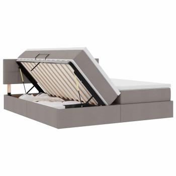 Bett mit LED-Lichtleisten mit Kopfteil Taupe 180 x 200 cm Stoff