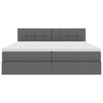 Bett mit LED-Lichtleisten Dunkelgrau 200 x 200 cm Stoff