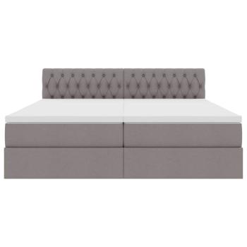 Bett mit LED-Lichtleisten mit Kopfteil Taupe 200 x 200 cm Stoff