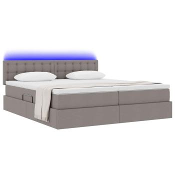 Bett mit LED-Lichtleisten mit Kopfteil Taupe 180 x 200 cm Stoff
