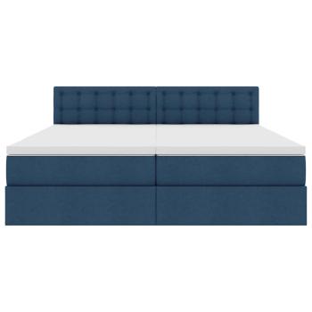 Bett mit LED-Lichtleisten mit Kopfteil Blau 180 x 200 cm Stoff