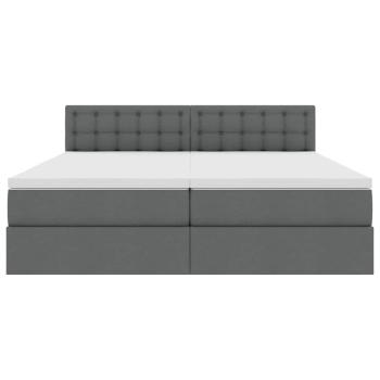 Bett mit LED-Lichtleisten Dunkelgrau 200 x 200 cm Stoff