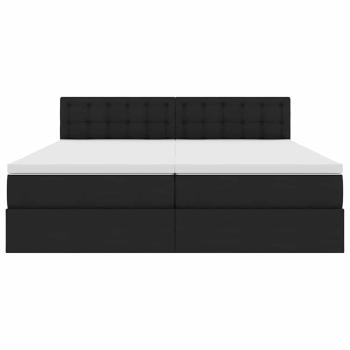 Bett mit LED-Lichtleisten Schwarz 200 x 200 cm Stoff