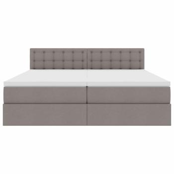 Bett mit LED-Lichtleisten mit Kopfteil Taupe 200 x 200 cm Stoff