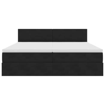 Bett mit LED-Lichtleisten Schwarz 180 x 200 cm Samt