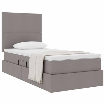 Aufbewahrungsbett mit Matratze Taupe 100 x 200 cm Stoff