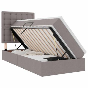 Aufbewahrungsbett mit Matratze Taupe 90 x 200 cm Polyester
