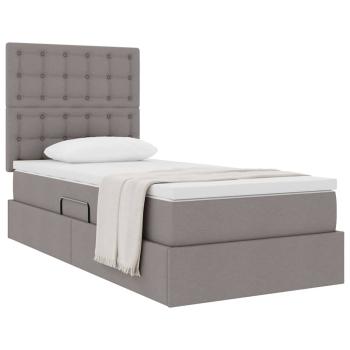 Aufbewahrungsbett mit Matratze Taupe 100 x 200 cm Stoff