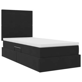 Aufbewahrungsbett mit Matratze Schwarz 90 x 200 cm Samt