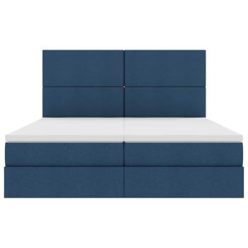 Aufbewahrungsbett mit Matratze Blau 200 x 200 cm Kunstleder