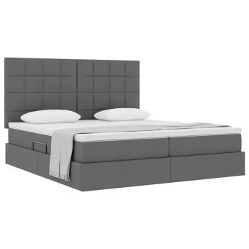 Aufbewahrungsbett mit Kopfteil Dunkelgrau 200 x 200 cm Stoff