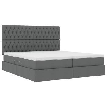 Aufbewahrungsbett mit Kopfteil Dunkelgrau 200 x 200 cm Stoff