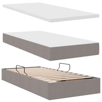 Aufbewahrungsbett mit Matratze Taupe 200 x 200 cm Kunstleder