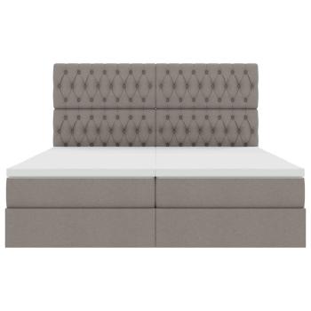 Aufbewahrungsbett mit Matratze Taupe 200 x 200 cm Kunstleder