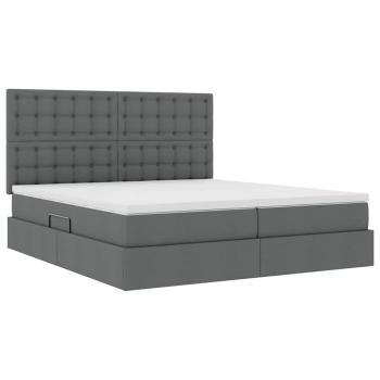 Aufbewahrungsbett mit Kopfteil Dunkelgrau 200 x 200 cm Stoff