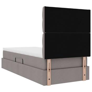 ARDEBO.de - Bett mit Stauraum und LED mit LED Taupe 90 x 200 cm Polyester