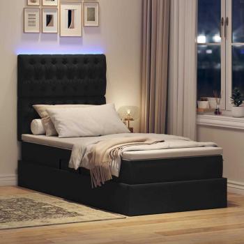 Bett mit Stauraum und LED Schwarz 100 x 200 cm Polyester