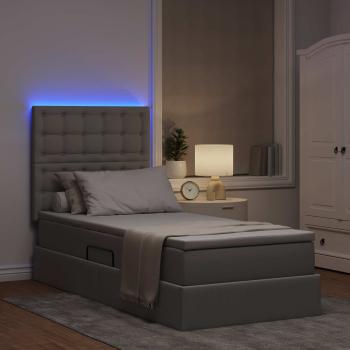 Bett mit Stauraum und LED mit LED Taupe 90 x 200 cm Polyester