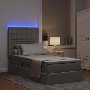 Bett mit Stauraum und LED mit LED Taupe 100 x 200 cm Polyester