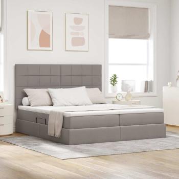 ARDEBO.de - Bett mit LED-Lichtleisten mit Kopfteil Taupe 180 x 200 cm Stoff