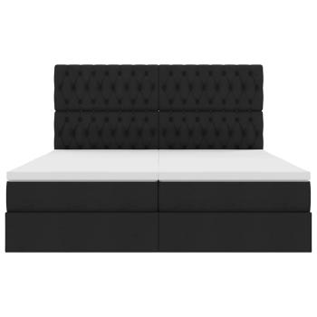 Bett mit LED-Lichtleisten Schwarz 200 x 200 cm Stoff