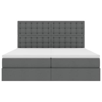 Bett mit LED-Lichtleisten Dunkelgrau 200 x 200 cm Stoff