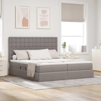ARDEBO.de - Bett mit LED-Lichtleisten mit Kopfteil Taupe 200 x 200 cm Stoff
